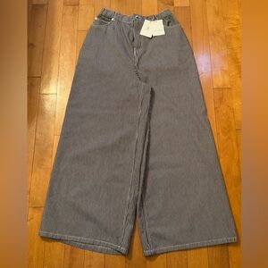 NWT The Frankie Shop Navy and White Striped Trousers